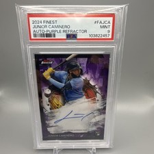 2024 TOPPS FINEST JUNIOR CAMINERO AUTO PURPLE FAJCA /125  PSA 9 TAMPA BAY RAYS