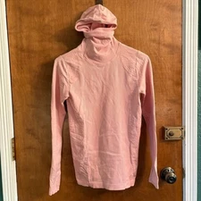 Athleta Pink Flurry Balaclava Rib Solid Base Layer Long Sleeve Top Small Fitted