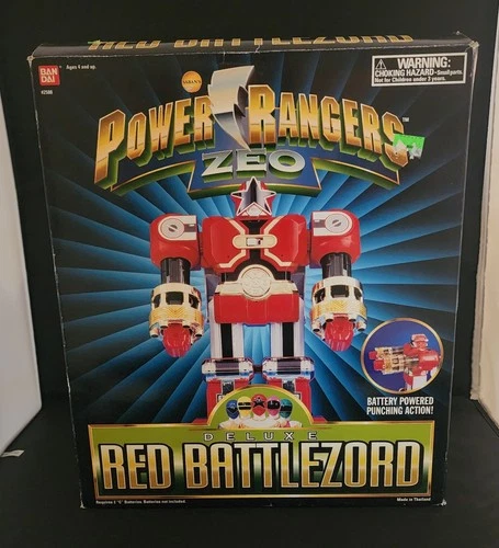 Vintage Bandai 1996 Power Rangers Zeo Deluxe Red Battlezord Box & Instructions!!