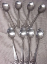 Lot of 8 Ginkgo SANIBEL SURF Stainless Swirl Flatware Spoon - Two Different Size