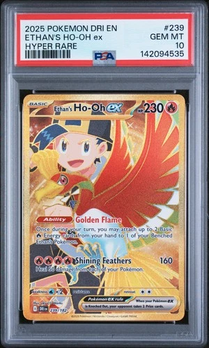 2025 POKEMON DRI EN-DESTINED RIVALS HYPER RARE #239 ETHAN'S HO-OH EX PSA 10