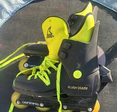 VTG Rollerblade Lightning Men size US 7.5 Black & Neon Yellow 1990s 90s HTF