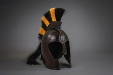 Achilles Troy Spartan Helmet 18 Gauge Steel Corinthian Armor Cosplay LARP