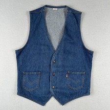 Vintage 70s Levi s Denim Vest Men s Medium Blue Western Snap NWT
