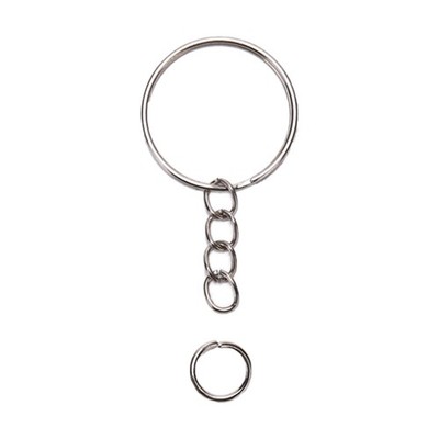 50pcs Keychain Rings with Chain and 50pcs Open Jump Rings DIY Key Chain Set