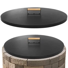 1MORE Fire Pit Lid Round 30" - Metal Firepit Lid with Wooden Handle for Patio...