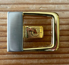 Vintage Gold Silver Belt Buckle With Geometric Design