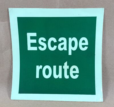 Escape Route IMO   Signs Self Adhesive Photoluminescent Vinyl 33.4454 #F1