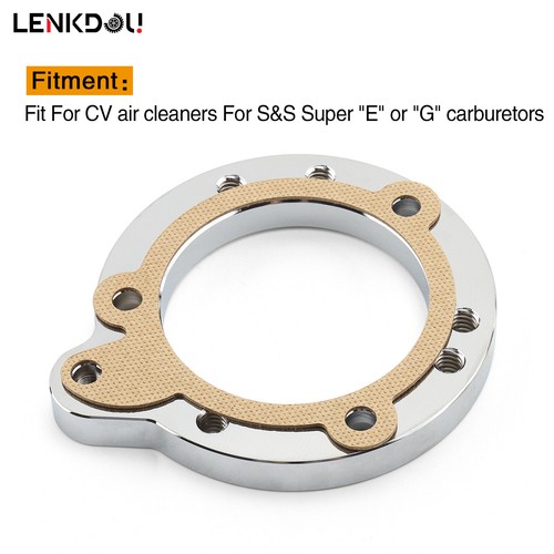 CV Air Filter Cleaner Adapter Plate Chrome for Harley S&S Super E G carburetors - Imagen 3 de 11