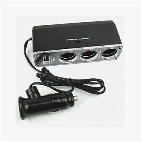 One To Three Cigarette Lighter 12V With Usb One To Three Car Power Distributor - Photo 6 sur 9