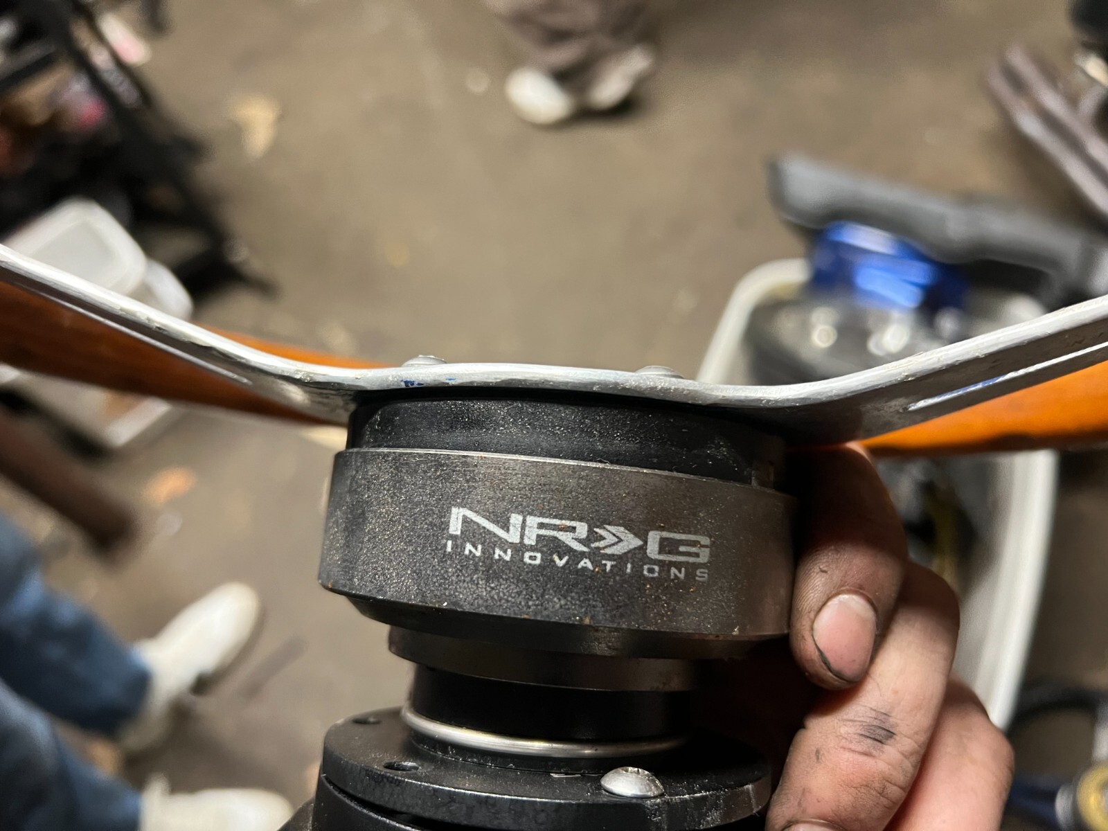 NARDI Italy Steering Wheel Wood Polish Spokes 350mm with NRG Quick