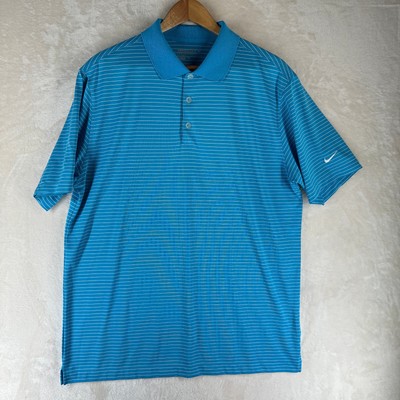 Nike Golf Tour Performance Men's Size L Blue Striped Short Sleeve Polo  Shirt