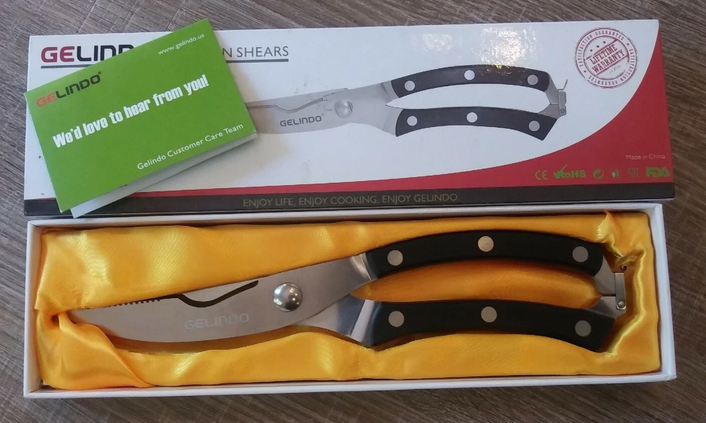 Gelindo Kitchen Poultry Shears Heavy Duty Sharp Stainless Steel for Bone.
Opens in a new window or t