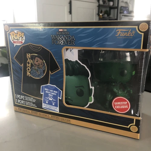 Funko Pop! & Tee Black Panther Wakanda Forever Namor Figure and T-Shirt Size Med