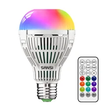 SANSI RGB Light Bulb LED 2000LM Timing Dimmable 120W Equiv. Smart Color Remote