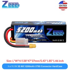 Zeee 11.1V 80C 5200mAh 3S LiPo Battery XT60 for RC Car Truck Boat Helicopter