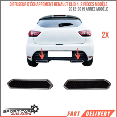 Diffuseur d'Échappement pour Renault Clio 4, 2 Pièces Modèle 2012-2019. ABS + ac - Photo 1/4