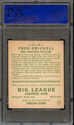 BB - 1933 Goudey - #38 - Fred Brickell - PSA 6 - EX-MT | eBay