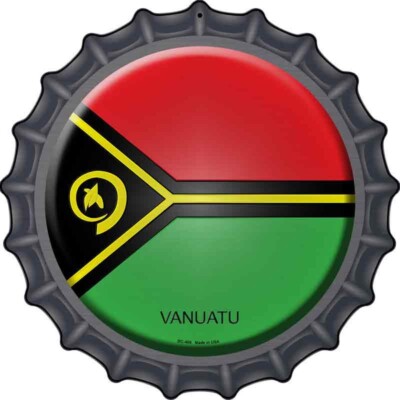 Vanuatu Flag Novelty Metal Bottle Cap Aluminum Circle Plaque Sign Wall Decor
