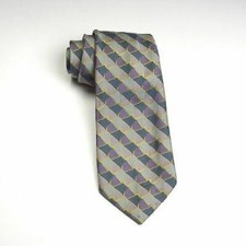 1970s Mens Op Art Geometric Necktie Neck Tie Purple Lavender Teal Gold 70s VTG