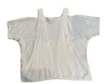 Henda Ho Sz M Morocco Cold Shoulder Short Sleeve Blouse Top Shirt Ivory Pockets