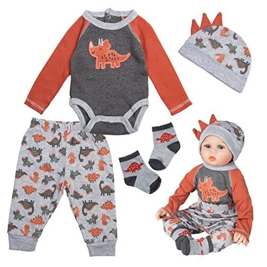 Reborn Doll Clothes 22 Inch Grey Dinosaur Outfits for 20-22 Inch Reborn