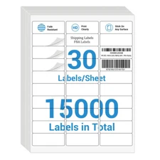 500 Sheets 30 Up Premium Shipping Address Mailing Labels Amazon FBA 1" x 2.625"