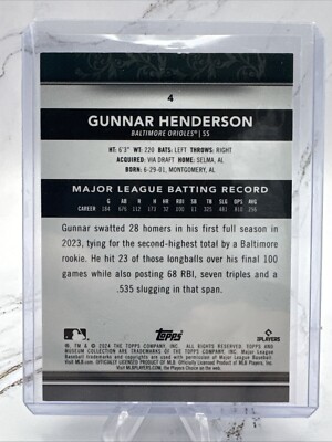 2024 Topps Museum Collection - Gunnar Henderson Base Card #4