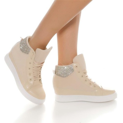 beige hidden wedge trainers