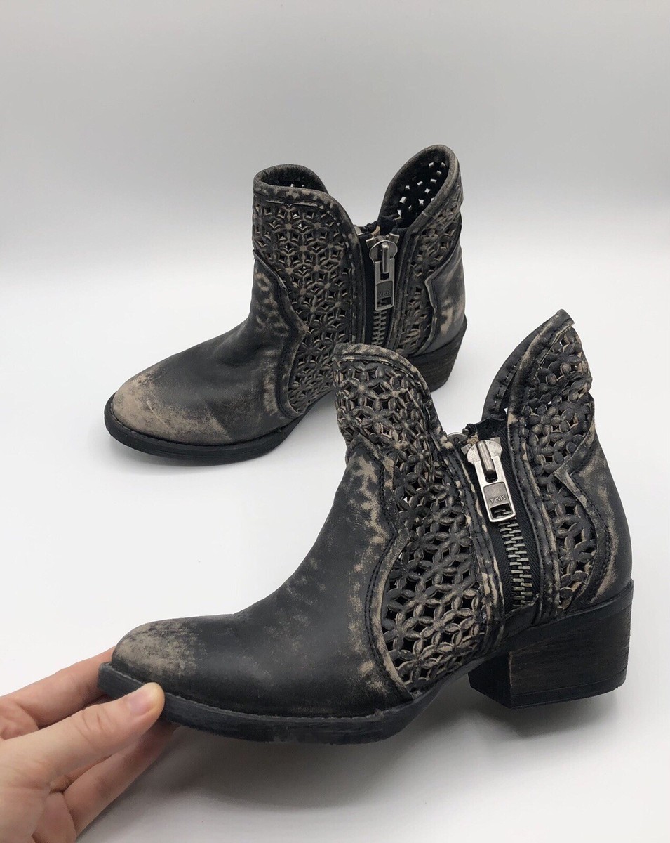 Circle G Charcoal Dark Grey Leather Western Ankle Booties Women’s Size