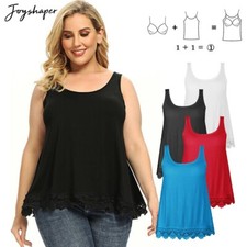 Womens Swing Lace Flowy Camisole with Built in Bra Tank Top Plus Size Loose Cami