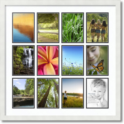 ArtToFrames Collage Mat Picture Photo Frame 12 5x7'' Openings in Satin White 229