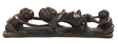 African Tribal Woman Giving Birth to Baby Wood Hand Craved Sculpture 13''