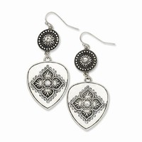 Silver-tone Clear Crystal Floral Motif Dangle Earrings on sale Silver-tone Clear Crystal Floral Motif Dangle Earrings on sale