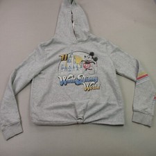 Disney World Hoodie Womens Large Long Sleeve Hooded Hood Gray Pullover