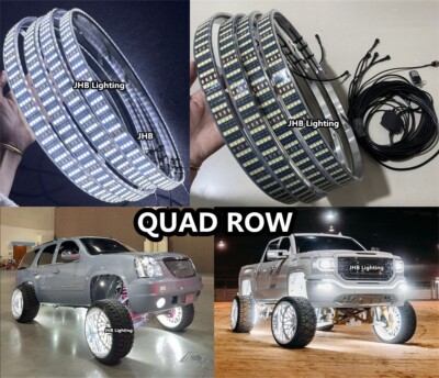 JHB 17.5'' Brightest QUAD ROW PURE WHITE LED Car Truck Wheel Rings Rim Lights Set