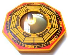 4" Thick Wood Feng Shui Concave Bagua Mirror