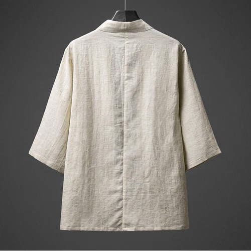 Men Cotton Linen Kimono Open Front Cardigan Jacket Loose Yukata Top Casual - Picture 3 of 14