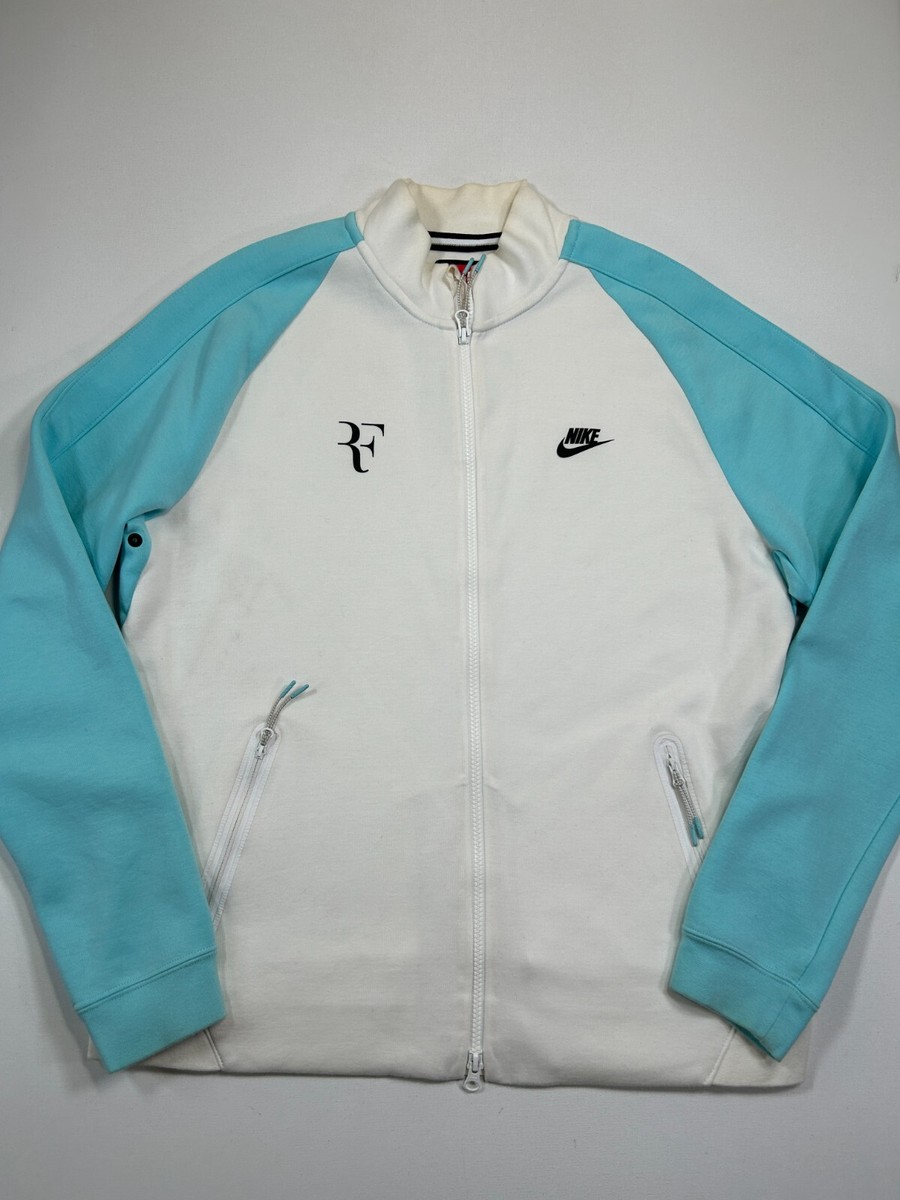 Nike Tech Roger Federer Jacket Mens 2XL White Blue Full Zip