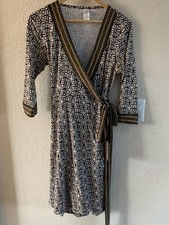 Brown Geometric Wrap Dress Size S