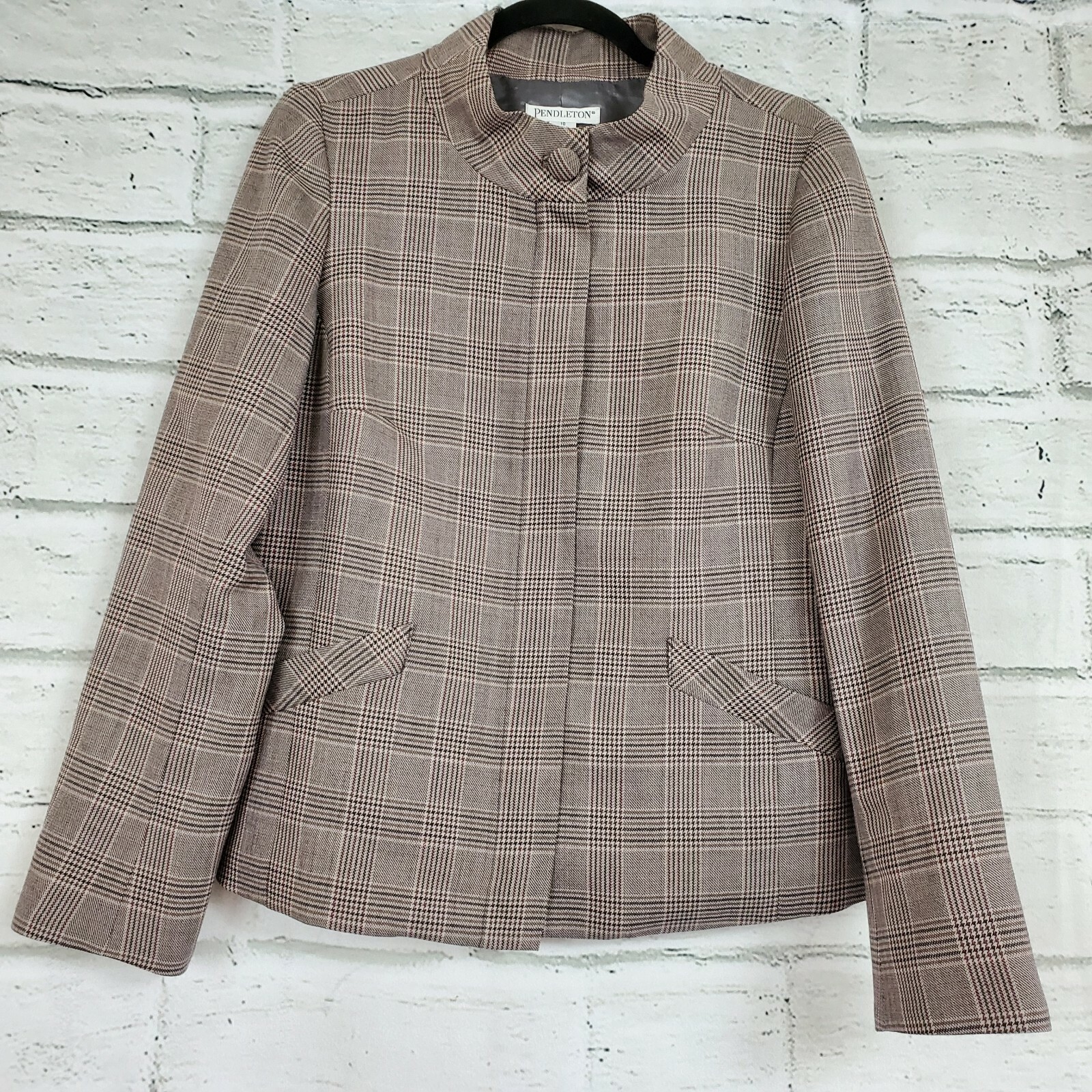 Pendleton Blazer Jacket Checkered Lined Zip Up Wo… - image 1