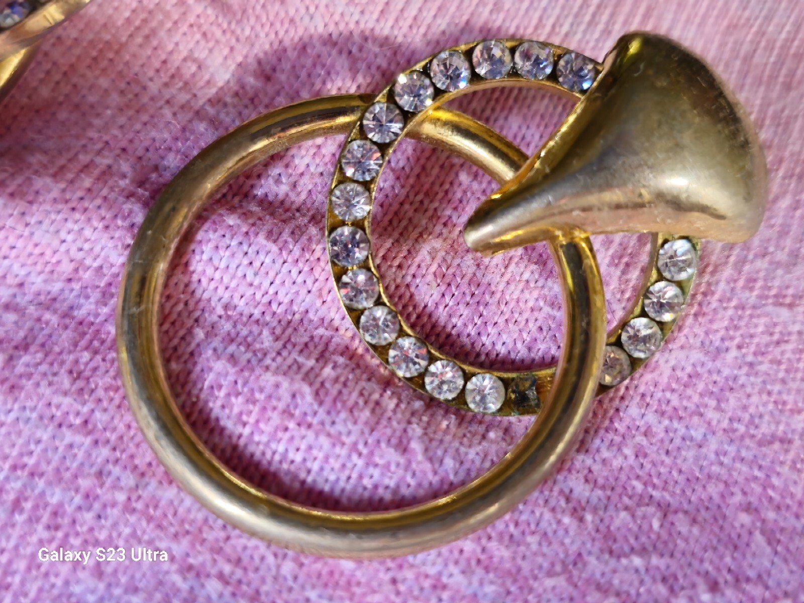 Interlocking Ring Rhinestone Periced Earrings - image 2