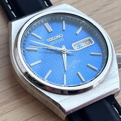 Seiko 5 Actus SilverWave Automatic Watch 6306 8010 Vintage Blue Dial
