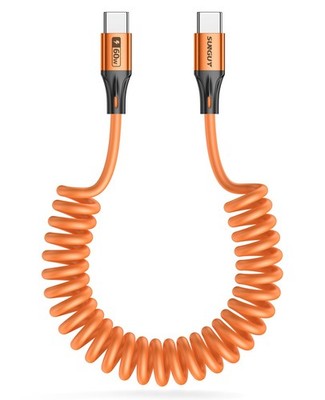 Coiled USB C to USB C Cable, 60W USBC to USBC Android Auto & Carplay Cable fo...