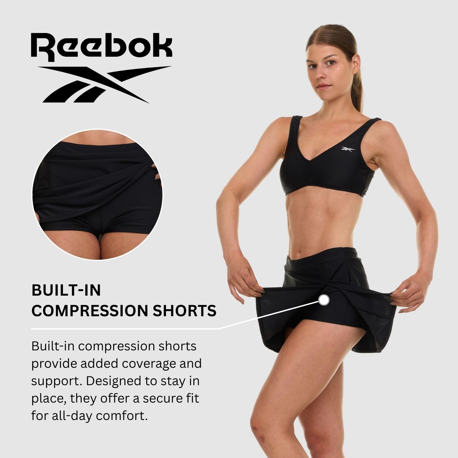 Womens Swim Skirt with Shorts Liner, Swim Skorts for Women Swimwear, Sporty A... thumbnail 2