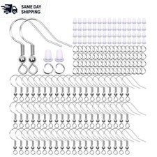 Complete 600Pcs Earring Making Set: Hypoallergenic Silver Rubber Findings