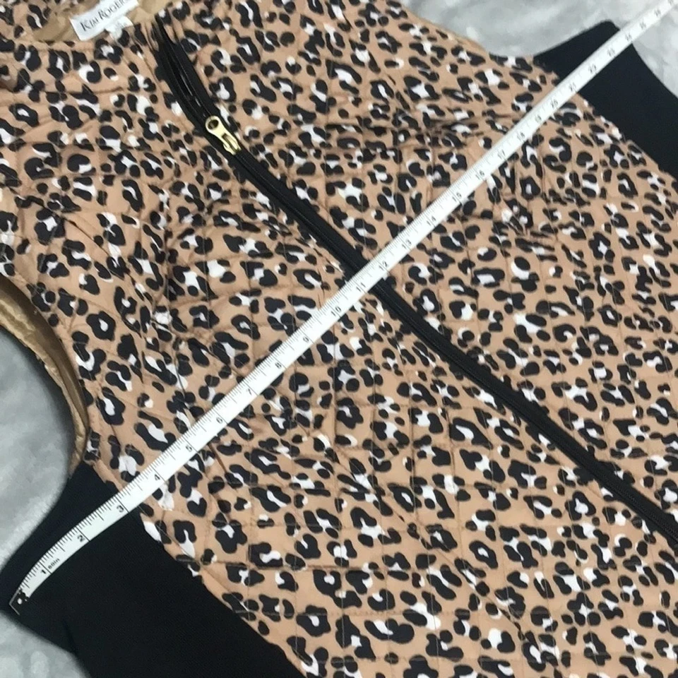 Plus Size Animal Print Women’s Kim Rogers Tan & Black Quilted Vest 1X - Image 3 of 4