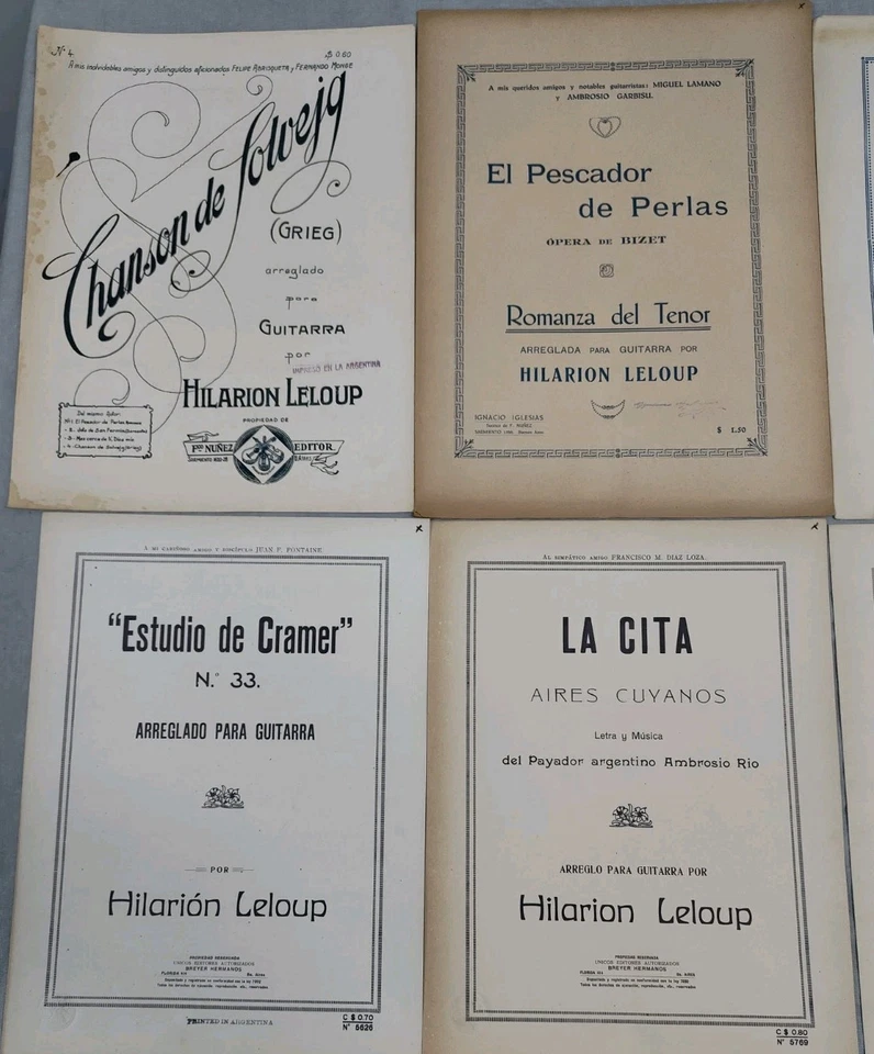 Hilarion Leloup Lot Of 6 Sheet Music Spanish Classical Guitar Vtg Bizet Grieg + - Image 2 of 3