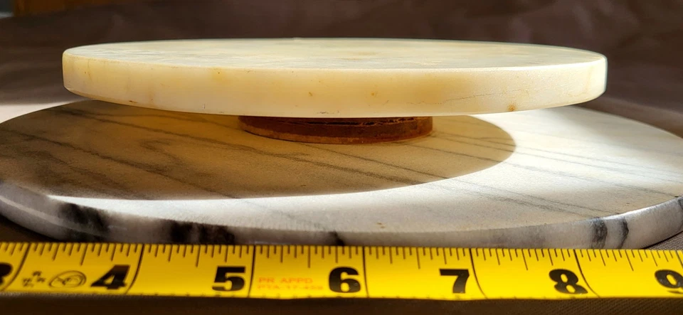 Soporte para Pasteles de Mármol 12" Redondo Gris Blanco Piedra Venosa Resistente 9.7lb Pedestal Foto 4 de 4