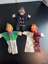 3 Vintage Punch And Judy Hand Puppets Mr Rogers Neighborhood Characters Rubber